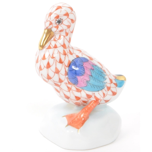 109 - Herend - A vintage 20th century Herend porcelain duck figure. The figure in the form of a duck with ... 