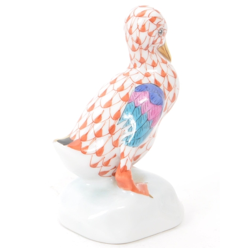 109 - Herend - A vintage 20th century Herend porcelain duck figure. The figure in the form of a duck with ... 