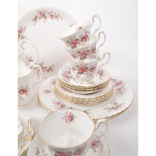 140 - Royal Albert - Lavender Rose - A collection of 1961 bone china tea service pieces, including a teapo... 