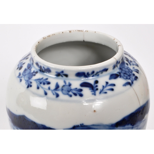 167 - A Chinese 19th century blue and white porcelain china vase. Depicinting a mountain side, with pagoda... 