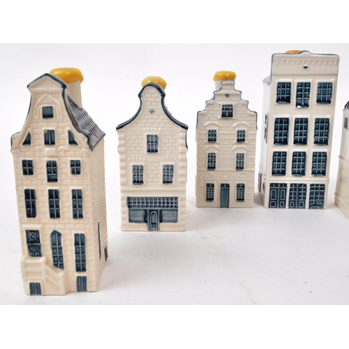 171 - KLM - BOLS - A collection of ten late 20th-century Blue Delft miniature liquor houses, sealed with w... 