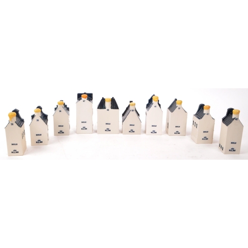 171 - KLM - BOLS - A collection of ten late 20th-century Blue Delft miniature liquor houses, sealed with w... 