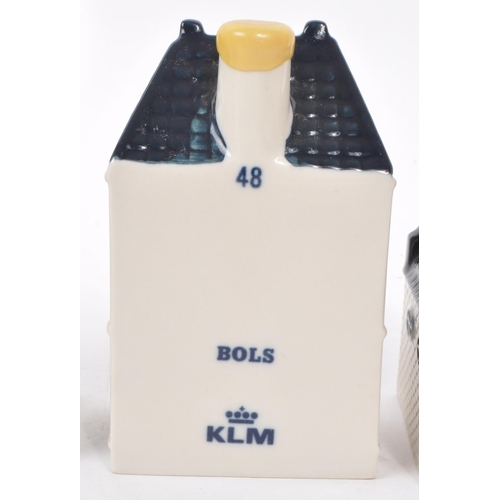 171 - KLM - BOLS - A collection of ten late 20th-century Blue Delft miniature liquor houses, sealed with w... 