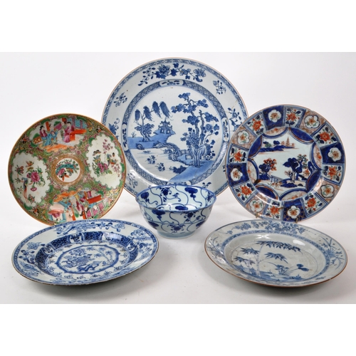 172 - A collection of six 19th century blue and white Chinese plates. Various sized display / cabinet plat... 