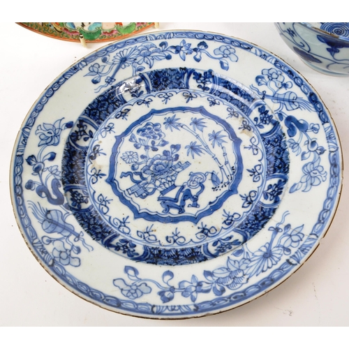 172 - A collection of six 19th century blue and white Chinese plates. Various sized display / cabinet plat... 