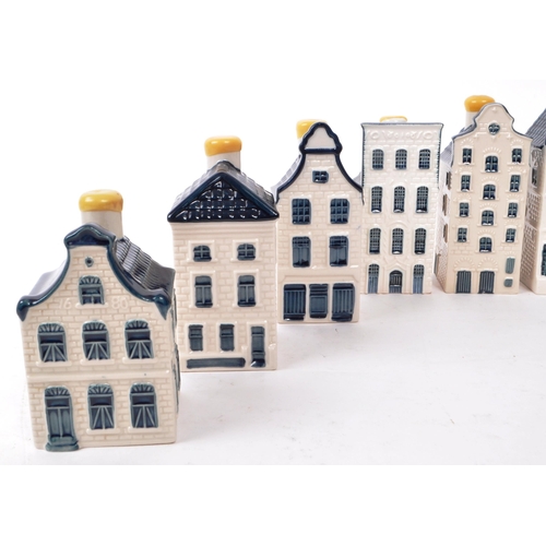 174 - KLM - BOLS - A collection of ten late 20th-century Blue Delft miniature liquor houses, sealed with w... 