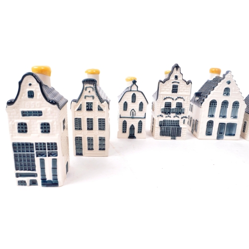 175 - KLM - BOLS - A collection of ten late 20th-century Blue Delft miniature liquor houses, sealed with w... 