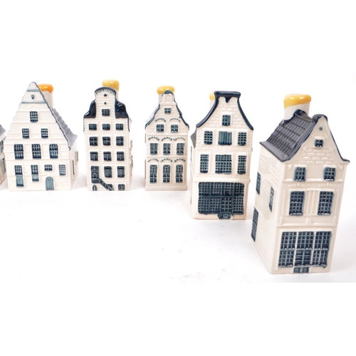 175 - KLM - BOLS - A collection of ten late 20th-century Blue Delft miniature liquor houses, sealed with w... 