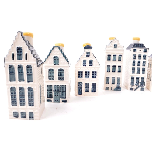 176 - KLM - BOLS - A collection of ten late 20th-century Blue Delft miniature liquor houses, sealed with w... 