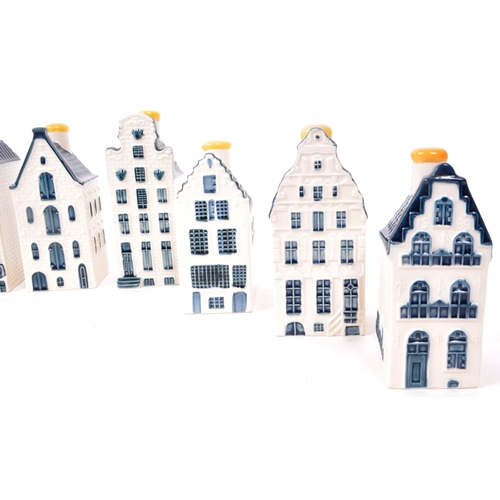 176 - KLM - BOLS - A collection of ten late 20th-century Blue Delft miniature liquor houses, sealed with w... 