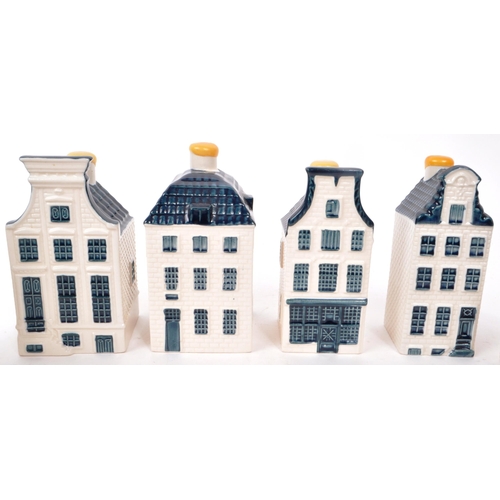 177 - KLM - BOLS - A collection of ten late 20th-century Blue Delft miniature liquor houses, sealed with w... 