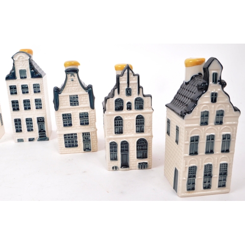 177 - KLM - BOLS - A collection of ten late 20th-century Blue Delft miniature liquor houses, sealed with w... 