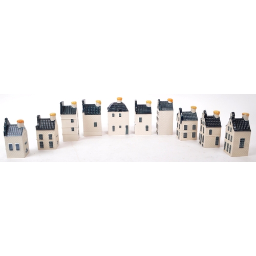 177 - KLM - BOLS - A collection of ten late 20th-century Blue Delft miniature liquor houses, sealed with w... 