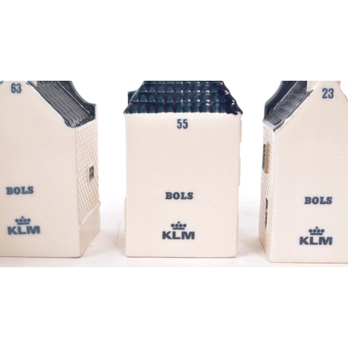 177 - KLM - BOLS - A collection of ten late 20th-century Blue Delft miniature liquor houses, sealed with w... 