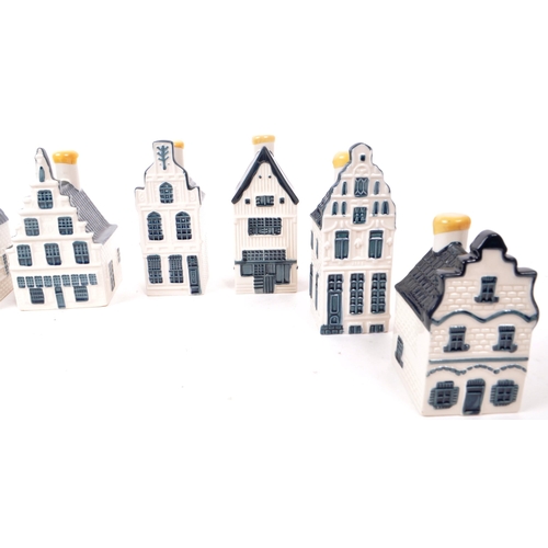 179 - KLM - BOLS - A collection of ten late 20th-century Blue Delft miniature liquor houses, sealed with w... 