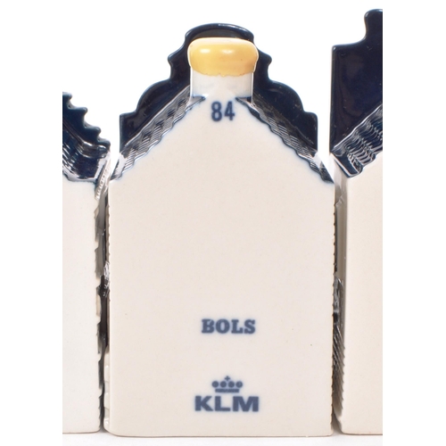 181 - KLM - BOLS - A collection of ten late 20th-century Blue Delft miniature liquor houses, sealed with w... 