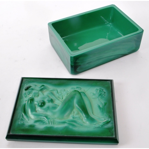 184 - Heinrich Hoffmann for Curt Schlevogt - A vintage early 20th-century art deco malachite glass box and... 