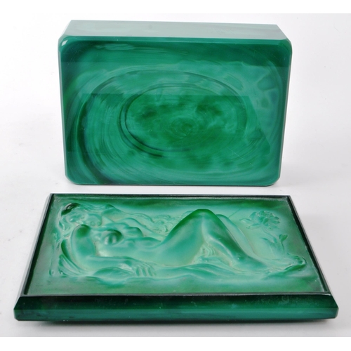 184 - Heinrich Hoffmann for Curt Schlevogt - A vintage early 20th-century art deco malachite glass box and... 