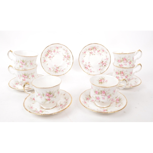 22 - Paragon - Victoriana Rose - A collection of late 20th century fine bone china six tea cups and sauce... 