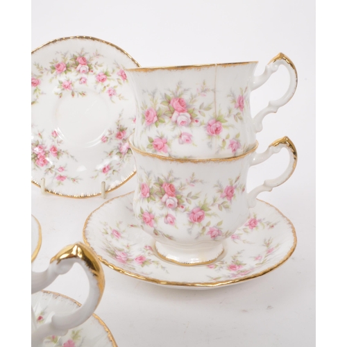 22 - Paragon - Victoriana Rose - A collection of late 20th century fine bone china six tea cups and sauce... 