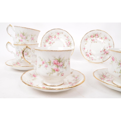 22 - Paragon - Victoriana Rose - A collection of late 20th century fine bone china six tea cups and sauce... 