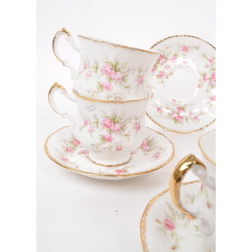 22 - Paragon - Victoriana Rose - A collection of late 20th century fine bone china six tea cups and sauce... 