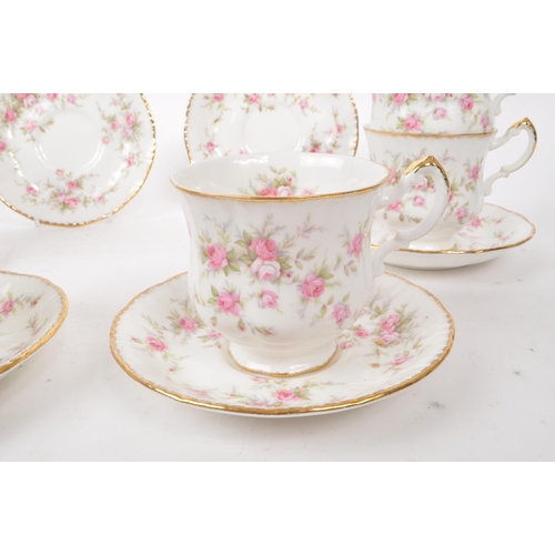 22 - Paragon - Victoriana Rose - A collection of late 20th century fine bone china six tea cups and sauce... 