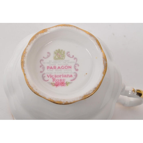 22 - Paragon - Victoriana Rose - A collection of late 20th century fine bone china six tea cups and sauce... 