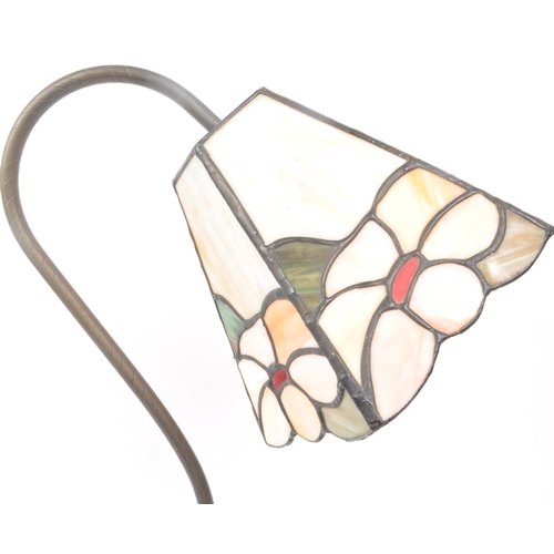 226 - Tiffany Manner - A vintage 20th century Tifanny Manner stained glass Art Noueave style base on curve... 