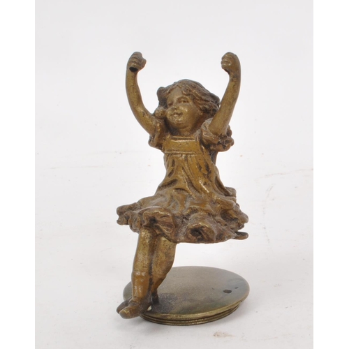 228 - A collection of five vintage bronze sculptures / pieces, including a bell, a donkey, a girl, an elep... 