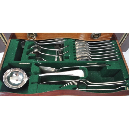 239 - Walker & Hall Ltd - An early 20th century silver plate cutlery canteen, boxed with twin drawers.... 