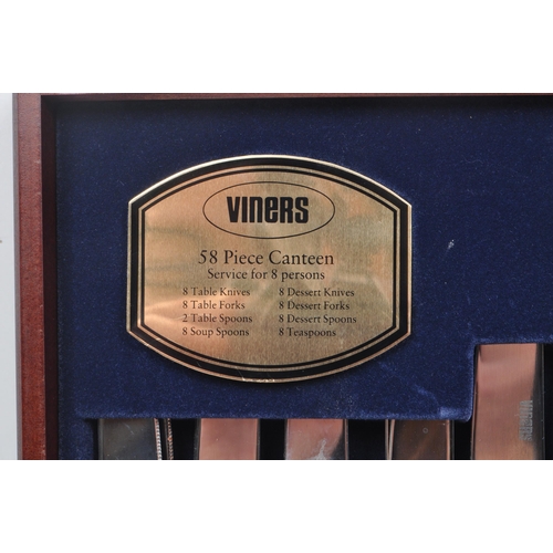 246 - Viners - A collection of late 20th century silver plated 58 piece Tudor Canteen, comprising of: 8 ta... 