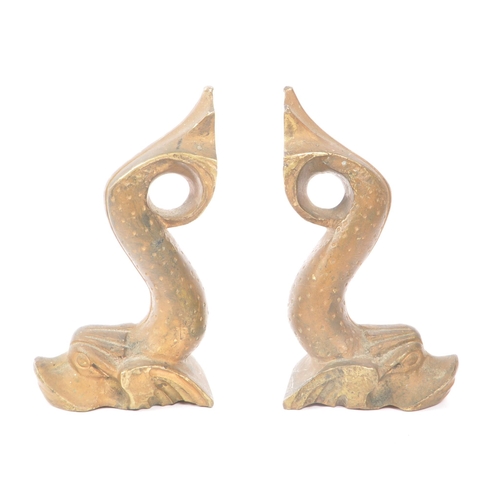 252 - A pair of brass bookends by F. Abela and Sons of Malta. Designed to look like two fish.