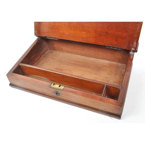 257 - A 19th century mahogany writing slope / desk tidy with hinged opening to reveal unlined compartments... 