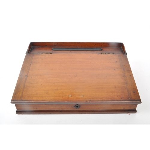 257 - A 19th century mahogany writing slope / desk tidy with hinged opening to reveal unlined compartments... 