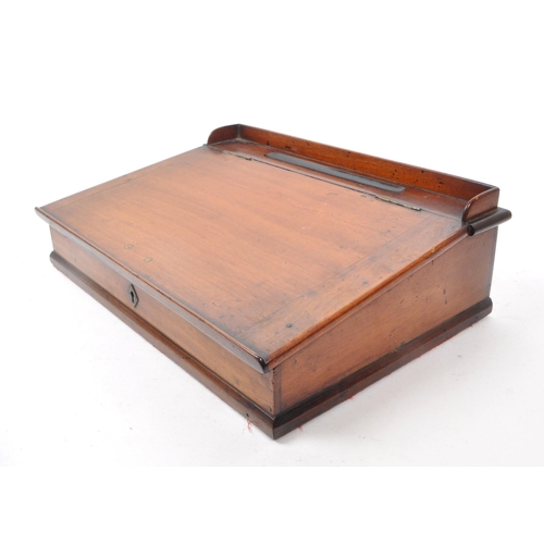 257 - A 19th century mahogany writing slope / desk tidy with hinged opening to reveal unlined compartments... 