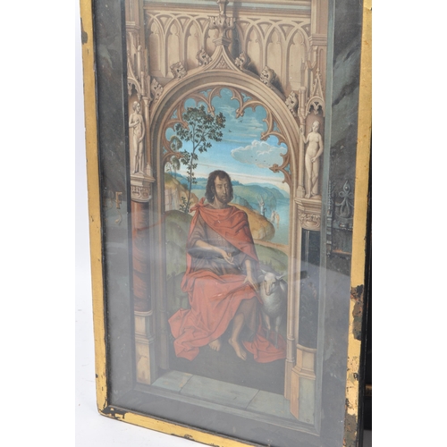 274 - A vintage 20th century triptych colour print with doors, depicting the 'Triptych of the Adoration of... 