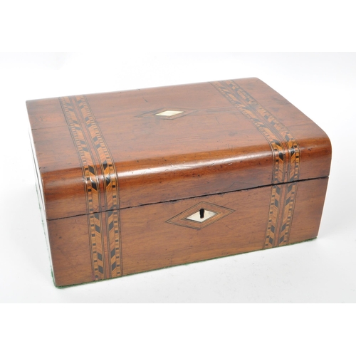 293 - A collection of three late 19th century Victorian Tunbridge jewellery boxes. Two examples with mothe... 