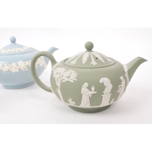 3 - Wedgwood - Collection of three vintage 20th century ceramic teapots, comprising of two Jasperware te... 