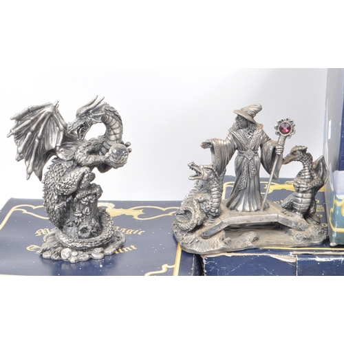 311 - Myth & Magic by The Tudor Mint - Ten early 21st century cast pewter statue dragon figurines. Inc... 