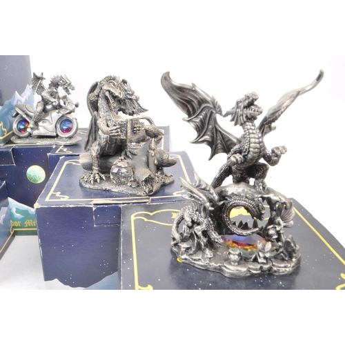 311 - Myth & Magic by The Tudor Mint - Ten early 21st century cast pewter statue dragon figurines. Inc... 