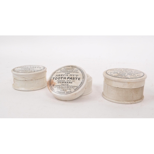 32 - Three Victorian 19th century ceramic toothpaste pots, comprising of, 'Klenzit: Dental Plate Soap' by... 