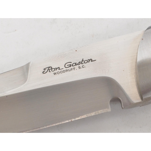 322 - Ron Gaston - A late 20th century Ron Gaston Fighter handmade full tang knife. The knife having antle... 