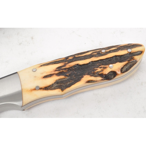 322 - Ron Gaston - A late 20th century Ron Gaston Fighter handmade full tang knife. The knife having antle... 