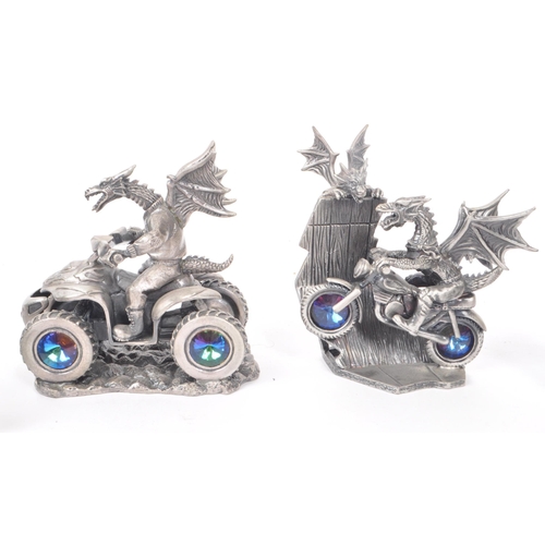 327 - Myth & Magic by The Tudor Mint - Eight early 21st century cast pewter statue dragon figurines. I... 