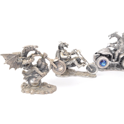 327 - Myth & Magic by The Tudor Mint - Eight early 21st century cast pewter statue dragon figurines. I... 