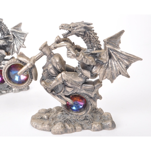 327 - Myth & Magic by The Tudor Mint - Eight early 21st century cast pewter statue dragon figurines. I... 