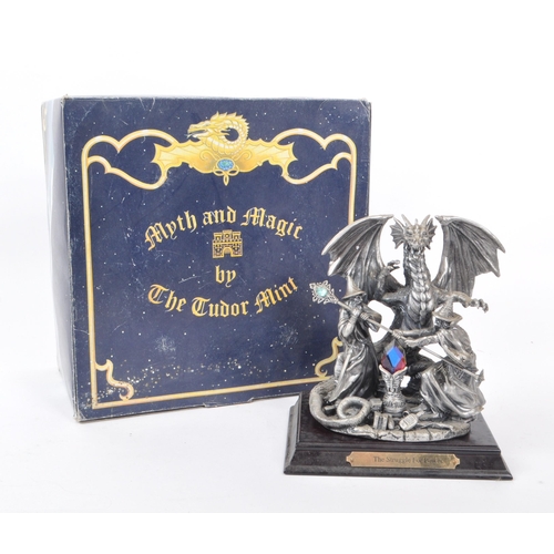 337 - Myth & Magic by The Tudor Mint - An early 21st century cast pewter statue dragon figurine, title... 