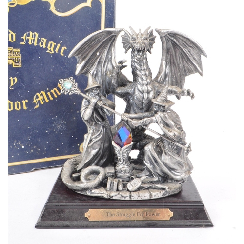 337 - Myth & Magic by The Tudor Mint - An early 21st century cast pewter statue dragon figurine, title... 