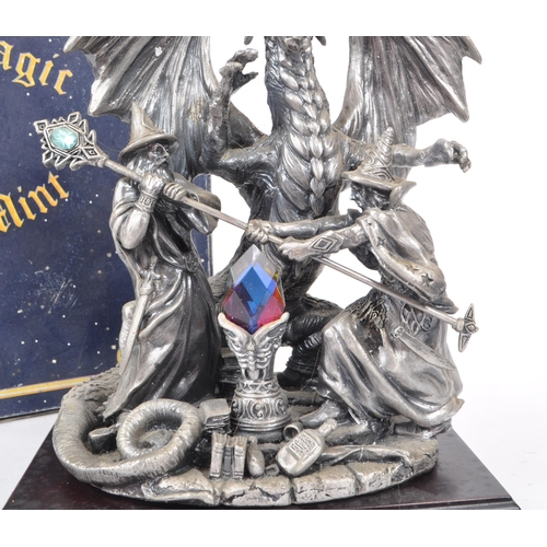 337 - Myth & Magic by The Tudor Mint - An early 21st century cast pewter statue dragon figurine, title... 